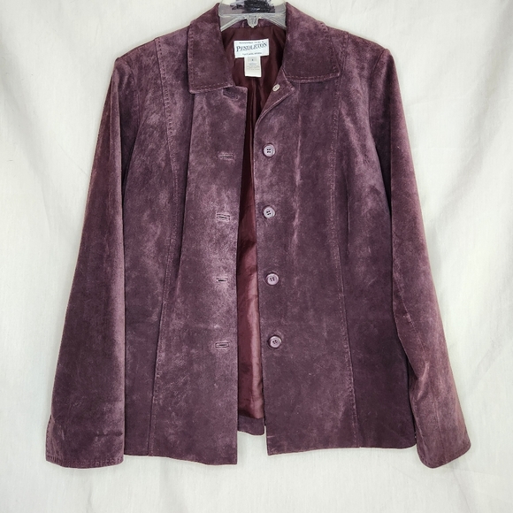 Pendelton Jackets & Blazers - Pendleton Womens Purple Suede Leather Jacket Size S.